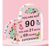 QMVMV 90th Birthday Acrylic Plaque 90th Birthday Gifts for Women Keepsake Unusual 90th Birthday Gifts for Her Special 90th Birthday Gifts for Mum Friend 90th Birthday Ideas for Sister