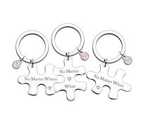 QMVMV Best Friend Keyring Set Long Distance Relationship Gift No Matter Where What When Puzzle Keychain Set of 3 Friendship Gifts for Couple Sister Teens Graduation Birthday Gift