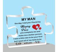 QMVMV Boyfriend Husband Birthday Anniversary Valentines Puzzle-Shaped Acrylic Plaque for Him - Wedding Long Distance Relationship Stocking Stuffer for Hubby Fiance Groom