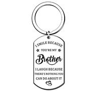 QMVMV Brother Gifts Brother Keyring from Sister Brother Christmas Birthday Gift for Brother - I Smile Because You Are My Brother
