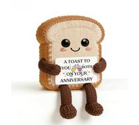 QMVMV Crochet Toast A Toast To You Both On Your Anniversary” Funny Knitted Toast with Card, Cute Couples Keepsake Gift for Him, Her, Husband, Wife