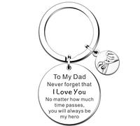 QMVMV Dad Keyring Gift, To My Dad You Will Always Be My Hero Stainless Steel Key Ring, Father's Day Birthday Present for Dad from Daughter Son