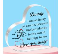 QMVMV Daddy Gifts from Son Daughter Heart-Shaped Acrylic Plaque Gifts for Daddy Thanksgiving Birthday Father's Day Birthday Gift Best Daddy Gifts