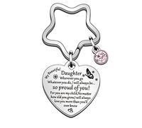 QMVMV Daughter Gifts Keyring from Mum Dad Christmas Birthday Graduation Gift for My Beautiful Daughter