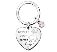QMVMV Funny Alpaca Keyring - Beware Crazy Alpaca Lady Gift for Animal Lovers and Women
