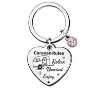 QMVMV Funny Caravan Rules Welcome Sign Retirement Friend Keyring Camper Gift for Camper Lover Vacation Birthday