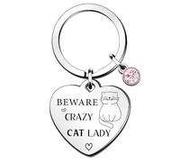 QMVMV Funny Cat Keyring Gifts Animal Lover Gift Beware Crazy Cat Lady Cat Lover Gift For Women
