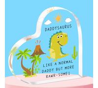 QMVMV Funny Daddysaurus Gifts Daddy Acrylic Plaque from Daughter Son Christmas Birthday Thanksgiving Father's Day Gifts for Daddy