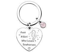 QMVMV Funny Seahorse Gifts Just A Girl Who Loves Seahorses Seahorse Lover Keyring Gift For Women Girls, Who Loves Seahorses Keyring