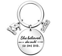 QMVMV Graduation Gifts Keyring Class of 2026 Graduate Inspirational Gift She Believed She Could So She Did High School College Grad Best Friends Daughter Girls Niece Women Her