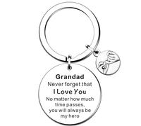QMVMV Grandad Keyring Gift, You Will Always Be My Hero Stainless Steel Key Ring, Father's Day Birthday Gifts for Grandad