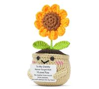 QMVMV Handmade Crochet Sunflower for Daddy, Knitted Sunflower Keepsake, Sentimental, Cute Desk Ornament for Him, Special Thank You Present for Daddy