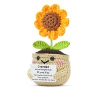 QMVMV Handmade Crochet Sunflower for Grandad, Knitted Sunflower Keepsake, Sentimental, Cute Desk Ornament for Him, Special Thank You Present for Grandad