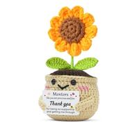 QMVMV Handmade Crochet Sunflower Mentor Gift, Thank You Present for Precious Mentors, Sentimental Desk Ornament, Appreciation Keepsake for Colleague & Leader
