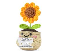 QMVMV Handmade Crochet Sunflower Thank You Appreciation Gifts for Women Men Teacher Coworker Boss Leader Colleague Friends Sentimental Appreciation Keepsake, Uplifting Desk Ornament
