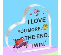 QMVMV Heart-Shaped Acrylic Plaque - Boyfriend & Husband Gifts for Him & Her - Valentines Day & Birthday - I Love You Gifts