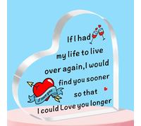 QMVMV Lover Heart-Shaped Acrylic Plaque Gifts Anniversary Valentines Love Couple Gifts for Him Her Wife Husband Boyfriend Girlfriend