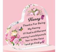 QMVMV Nanny Gifts Heart-Shaped Acrylic Plaque Gifts for Nanny Best Nanny Gifts Thanksgiving Birthday Mother's Day Gift for Nanny