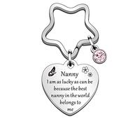 QMVMV Nanny Gifts Nanny Keyring From Grandchildren Birthday Christmas Mothers Day Gift Keyring Personalized Present Keychain for Woman