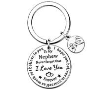 QMVMV Nephew Gifts Nephew Keyring Birthday Christmas Gifts For Boys From Auntie Uncle Keychain Engraved I Love You