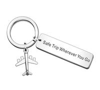 QMVMV Safe Travels Keyring Safe Travels Gifts Aviation Gift Flight Attendant Flight School Graduation Gifts Pilot Traveler Gifts Travel Keyring for Family Friend Couple Gifts