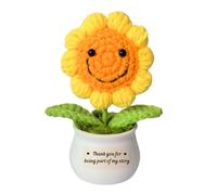 QMVMV Teacher Appreciation Gifts for Women Men -Handmade Positive Sunflower Crochet Pot Presents, Christmas Birthday End of the Year Teacher Gifts from Students