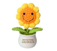 QMVMV Teacher Appreciation Gifts - Handmade Positive Sunflower Crochet Pot Presents, Birthday Christmas End of the Year Teacher Gifts from Students
