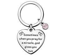 QMVMV Twin Mum Gifts Keyring Mum of Twins Gifts New Mum Gifts Christmas Birthday Gifts Mothers Day Gifts for Twin Mum