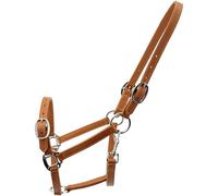 QMYBROW Leather Horse Halter, Full Grain Leather, Stainless Steel Hardware, Adjustable Headcollar, Brown