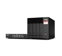 QNAP TS-473A 4-Bay AMD Ryzen Quad-Core 2.5GbE NAS with QSW-1105-5T 5-Port 2.5GbE Unmanaged Switch (Black)
