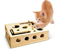 Qnbonrich Activity Box Claw File Cats, Scratching Puzzle Play Box Wooden Cats, Interactive Food Toy Cats for Indoors, Scratching Board for Sharp Cat Claws, 30 x 25 x 8 cm