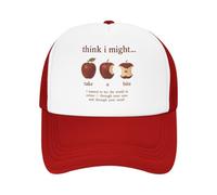 QNBUFOY Washed Cotton Take a Bite Poetic Art Print Baseball Cap for Men Women Breathable Mesh Side Hats Caps Adjustable Fit for Casual Wear Gift