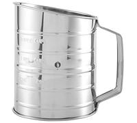 Qndanoan 3 Cup Stainless Steel Flour Sifter - Fine Mesh Rotary Hand Crank Flour Sifter with Agitator Wire Loop for Baking Cakes