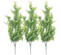 Qndanoan 3 Pcs Artificial Hanging Ferns Plants Vine Ivy Boston Fern Hanging Plant Outdoor UV Resistant Plastic Plants(Green)