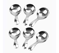 Qndanoan 6 Pcs Stainless Steel Short Handle Spoons Mini Salt Spoons Condiments Spoon Dessert Spoon Tea Coffee Spoons,Silver