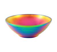Qndanoan Round Noodle Food Bowl Double Layer Anti-Scalding Tableware for Hot Pot Sauce Soup Rice Big Ramen Bowl Stainless Steel Bowl Rainbow No.0