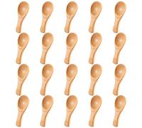 Qndanoan Small Wooden Spoons Mini Tasting Spoons Condiments Salt Spoons for Kitchen Cooking Seasoning Oil Coffee Tea Sugar 20Pcs