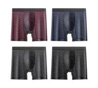QNDUGJFER Men's Ice Silk Mesh Boxer Briefs | Extended Length Cotton Gusset | Breathable Underwear 4 Pack-grey Blue Coffee Black-5xl