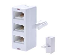 Qneneam BT Telephone Socket Line 3 Way Splitter, Cable UK Adapter Landline Port Converter Extender for FAX, Universal Female Jacks to BS6312 431A Male Plug, Modem, Corded & Cordless Phones White