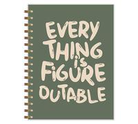 Qnhij Everything is Figureoutable Green Spiral Notebook 5.5x8.3, Inspirational Motivational Notebook, Motivational Positive Journals for Women, Inspirational Quote Journal