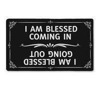 Qnhij Funny Welcome Mats for Front Door, I Am Blessed Coming in and Going Out Door Mat, Humorous Doormat for Porch Outside Inside Outdoor Indoor Entrance, Funny Bath Rug, 17x30 Inches
