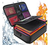 Qniglo Fireproof Document Box 2500℉, 14.2''× 10.6'' × 3.9'' Waterproof Double Zipper with Code Lock 5 Layers Heat Insulated Fireproof File Storage Box - for Passports Documents Contract Certificates