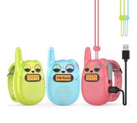 QNIGLO Walkie Talkies for Kids 3 Pack, Long Range 2 Way Radio Walky Talky