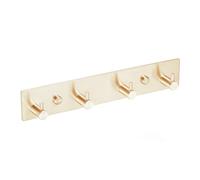 QNIIAED Coat Hooks Wall Mounted,Multipurpose Modern Stainless Steel Screw in Door Hook Metal Heavy Duty Coat Rack Row of hook Hanger Towel Robe Clothes Hat Hook for Bathroom（(Brushed Gold 4 Hooks）