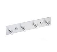 QNIIAED Coat Hooks Wall Mounted,Multipurpose Modern Stainless Steel Screw in Door Hook Metal Heavy Duty Coat Rack Row of hook Hanger Towel Robe Clothes Hat Hook for Bathroom Bedrooms（Silver 4 Hooks