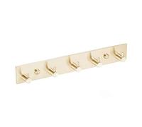 QNIIAED Coat Hooks Wall Mounted,Multipurpose Modern Stainless Steel Screw in Door Hook Metal Heavy Duty Coat Rack Row of hook Hanger Towel Robe Clothes Hat Hook for Bathroom（Brushed Gold 5 Hooks）