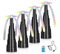 QNIZNOE 4Pack Rechargeable Fly Fans for Tables with LED Light, Fly Fan for Outdoor Dining, Parties, and Picnics, Safe, Compact, and Foldable with Blades that Stop on Contact