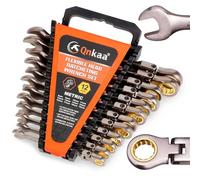 Qnkaa Flexible Ratchet Wrench Set 12pcs 8-19mm Spanner Gear Ring Ratcheting Combination Flexi Wrench Kit Metric Flex Head