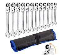 Qnkaa Ratchet Spanner Set 12pcs Metric Flexible Combination Wrench 8-19mm
