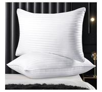 Qnoon Pillows Queen Size Set of 2, Hotel Collection Bed Pillows for Sleeping, Gusseted Pillow for Back, Stomach or Side Sleepers(Pure White)